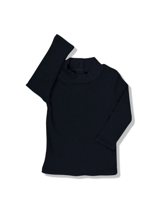 Baby Berry Black Ribbed LS Turtle Neck - Size 1