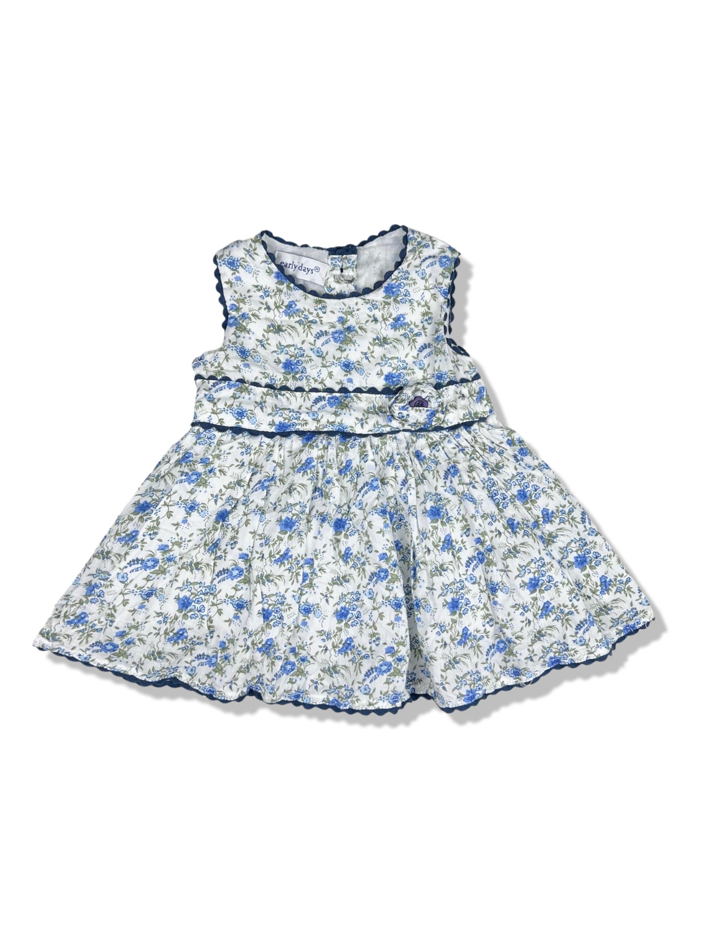 Early Days Blue Floral Dress 100% Cotton - Size 0