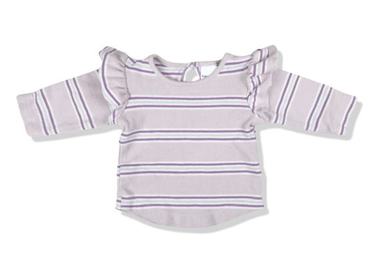 Baby Berry Purple Striped Ribbed LS Top - Size 000