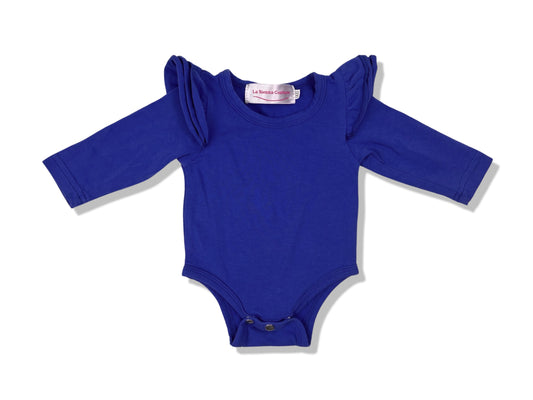 La Sienna Couture Blue LS Flutter Bodysuit - Size 000