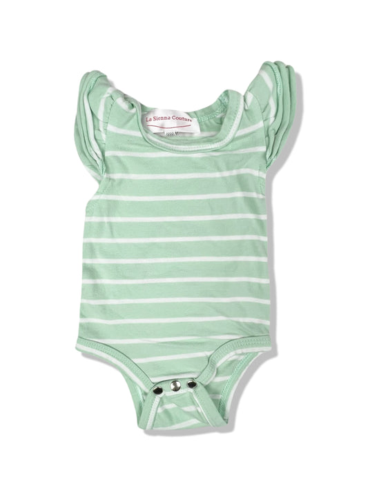 La Sienna Couture Striped Flutter Sleeve Bodysuit - Size 0000