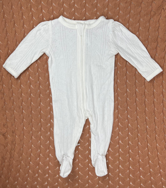 Dymples White Pointelle 2 Way Zipper Onesie - Size 000