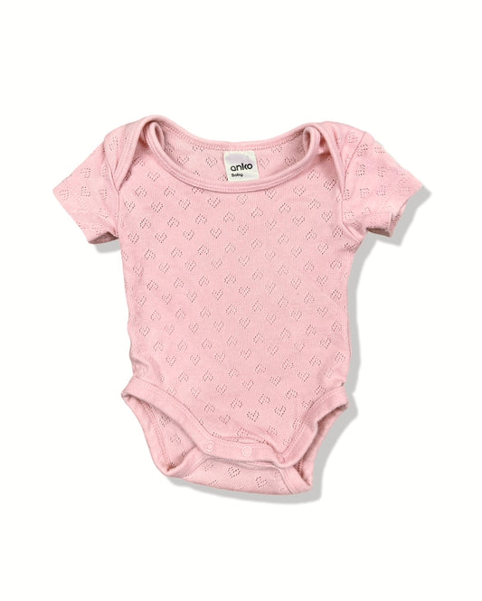 Anko Pink Pointelle SS Bodysuit 100% Cotton - Size 0000