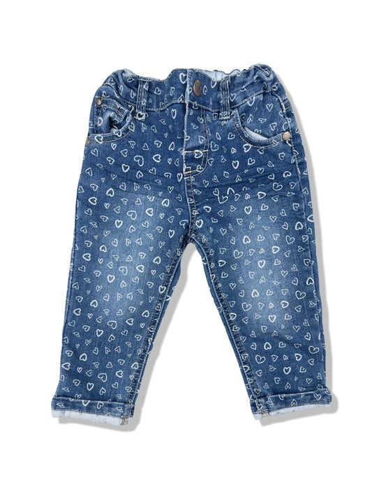 Baby Berry Love Heart Denim Jeans - Size 0