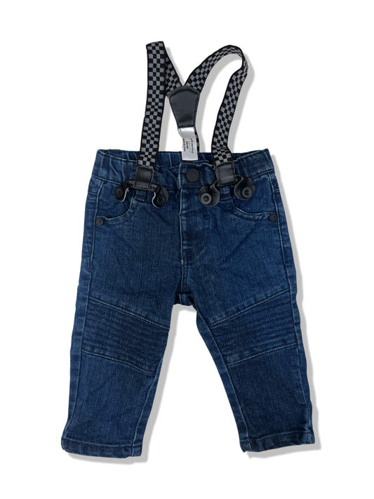 Peter Morrissey Baby Denim Jeans with Suspenders - Size 000