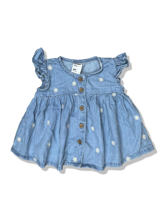 Anko Daisy Denim Blouse/Dress 100% Cotton - Size 00