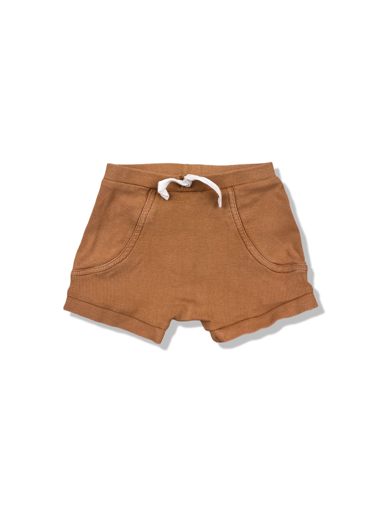 Snuggle Hunny Kids Chestnut Ribbed Organic Shorts - Size 0