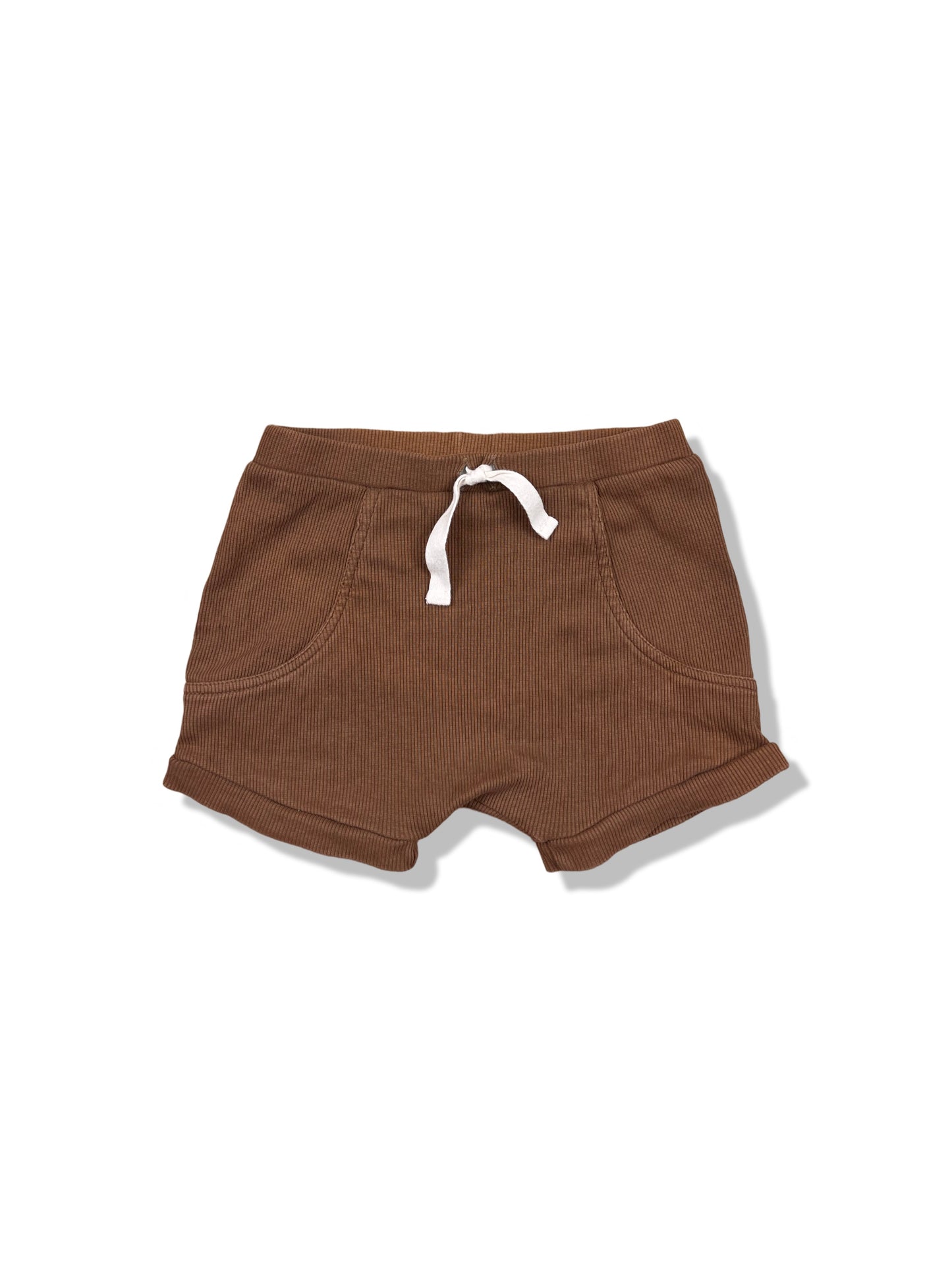 Snuggle Hunny Kids Chocolate Ribbed Organic Shorts - Size 1