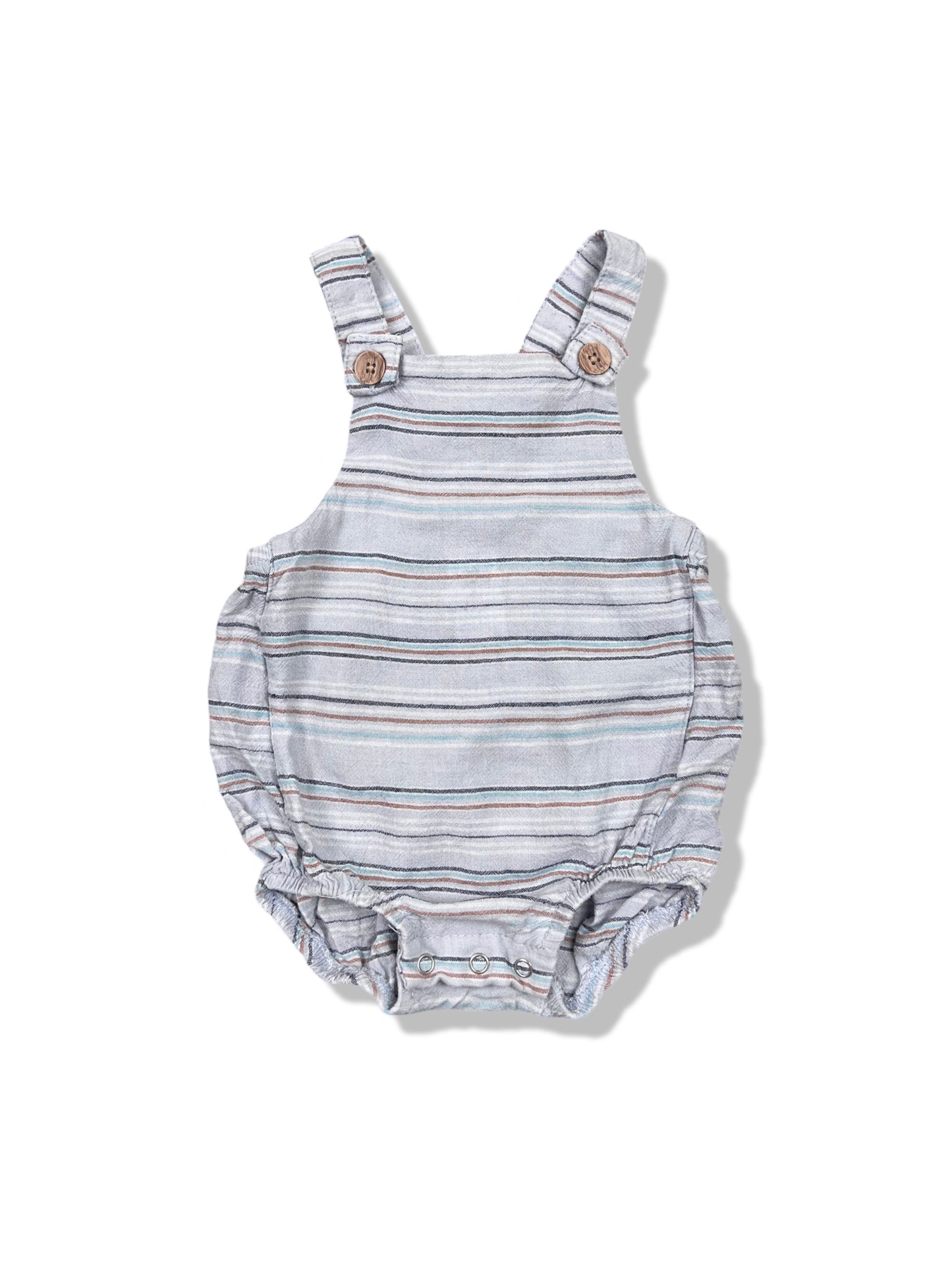 Baby Berry Blue Striped Linen Romper - Size 00