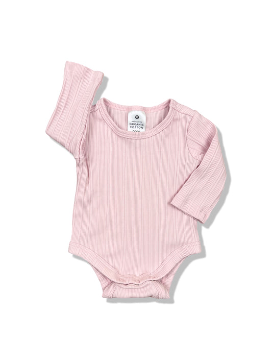 Target Pink Ribbed LS Bodysuit Organic Cotton - Size 0000