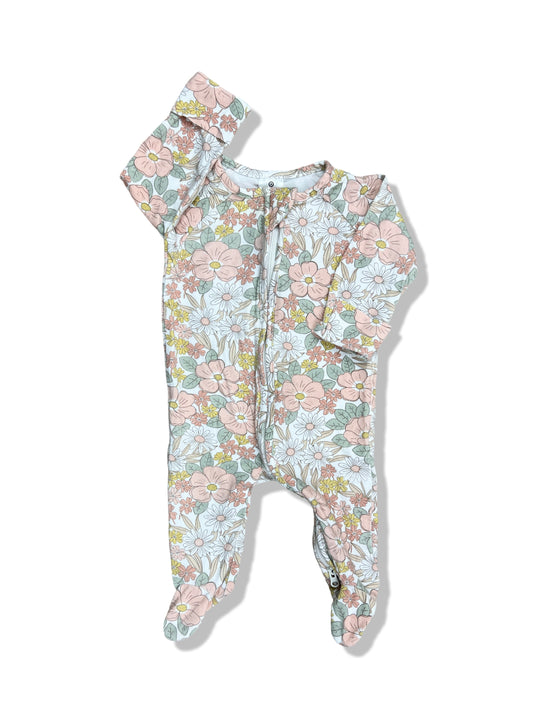 Target Floral 2 Way Zipper Onesie Organic Cotton - Size 000