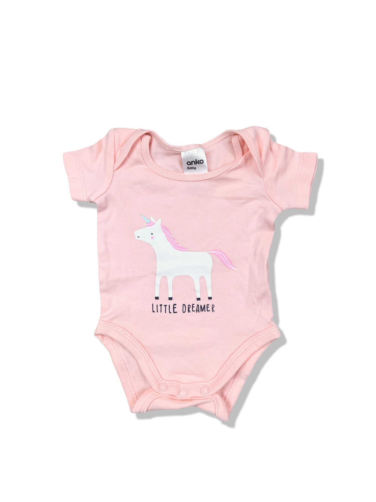 Anko Pink Unicorn SS Bodysuit 100% Cotton - Size 0000