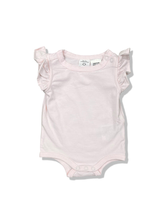 Cotton On Baby Pink Floral Flutter Sleeve Bodysuit - Size 0000