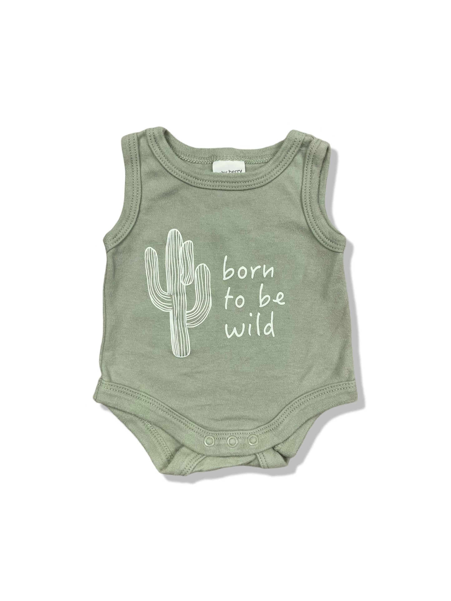 Baby Berry Green Sleeveless Bodysuit 100% Cotton - Size 0000