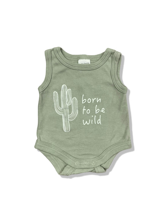 Baby Berry Green Sleeveless Bodysuit 100% Cotton - Size 0000