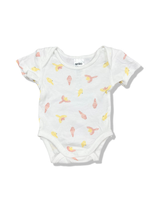 Anko White Birdie SS Bodysuit 100% Cotton - Size 0000