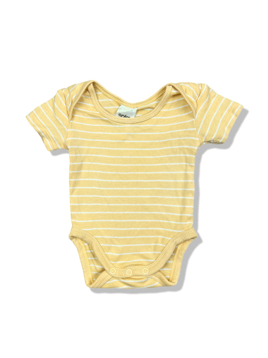 Anko Yellow Striped SS Bodysuit 100% Cotton - Size 0000