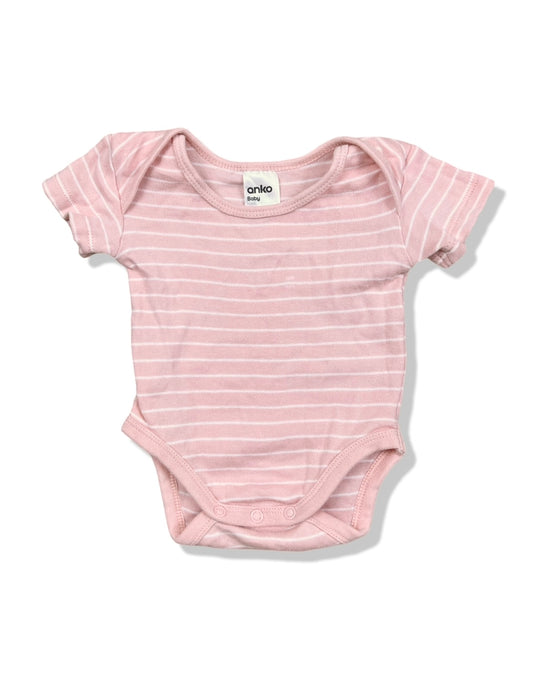 Anko Pink Striped SS Bodysuit 100% Cotton - Size 0000