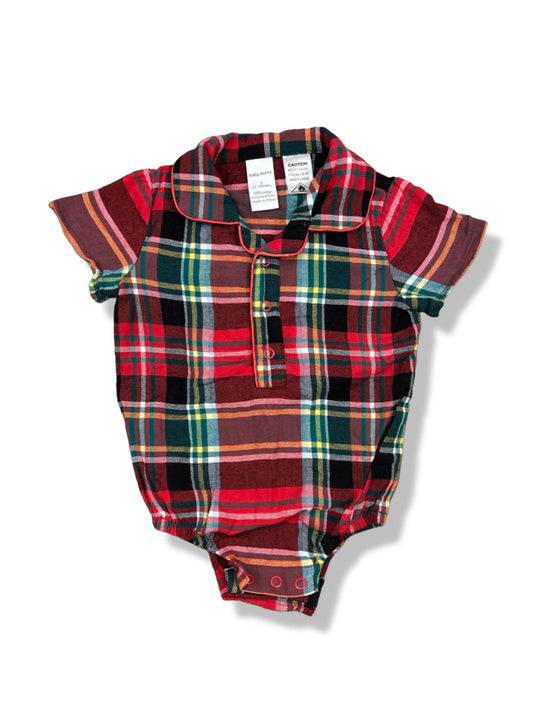 Baby Berry Plaid Romper 100% Cotton - Size 1